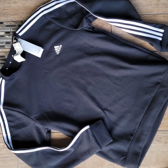 adidas Other - ADIDAS CREWNECK SWEATSHIRT 3 Stripe Black White Men's Size Med NWT